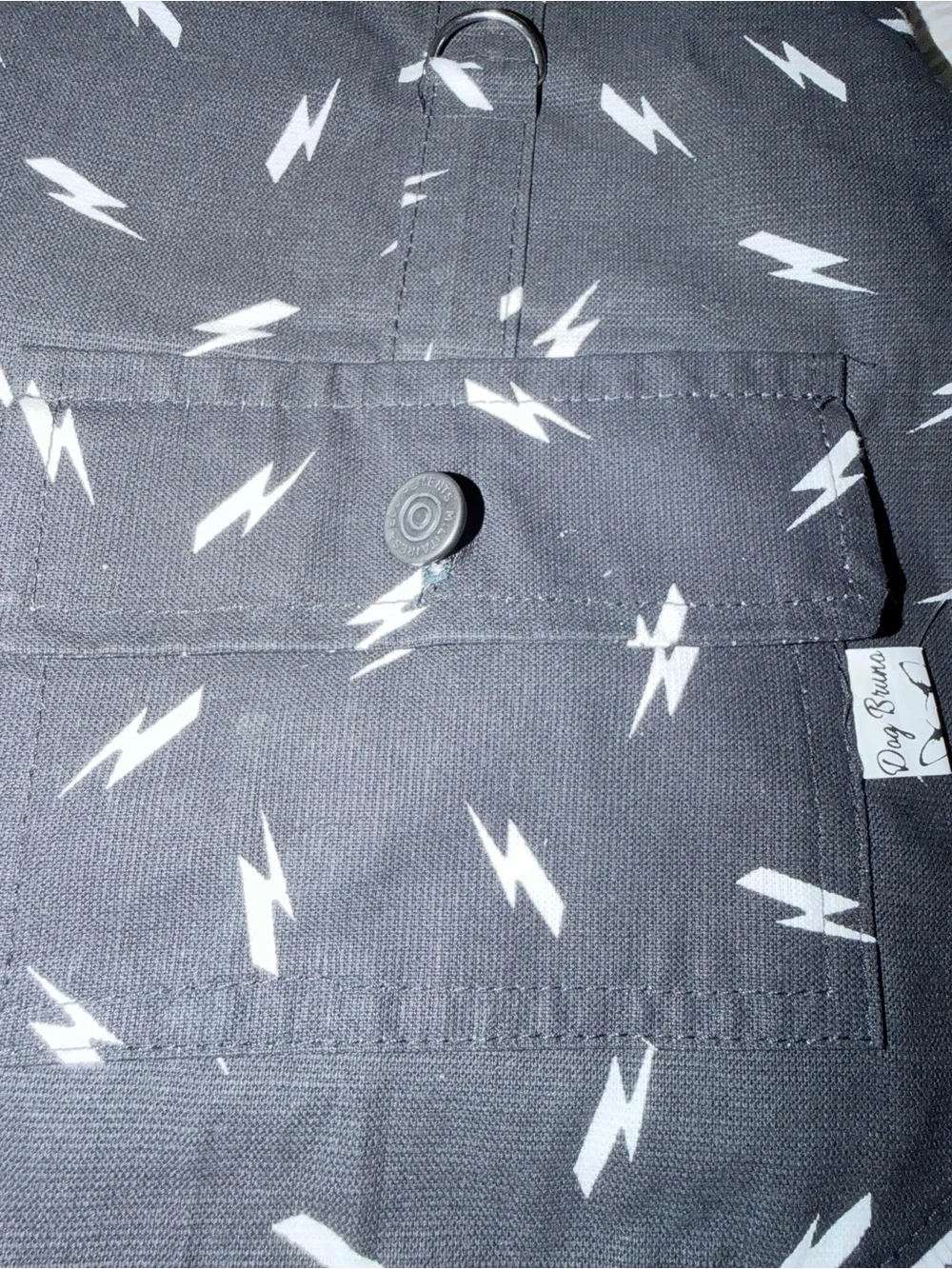 Handmade Dog Jacket Size M – Black Lightning Bolt Print